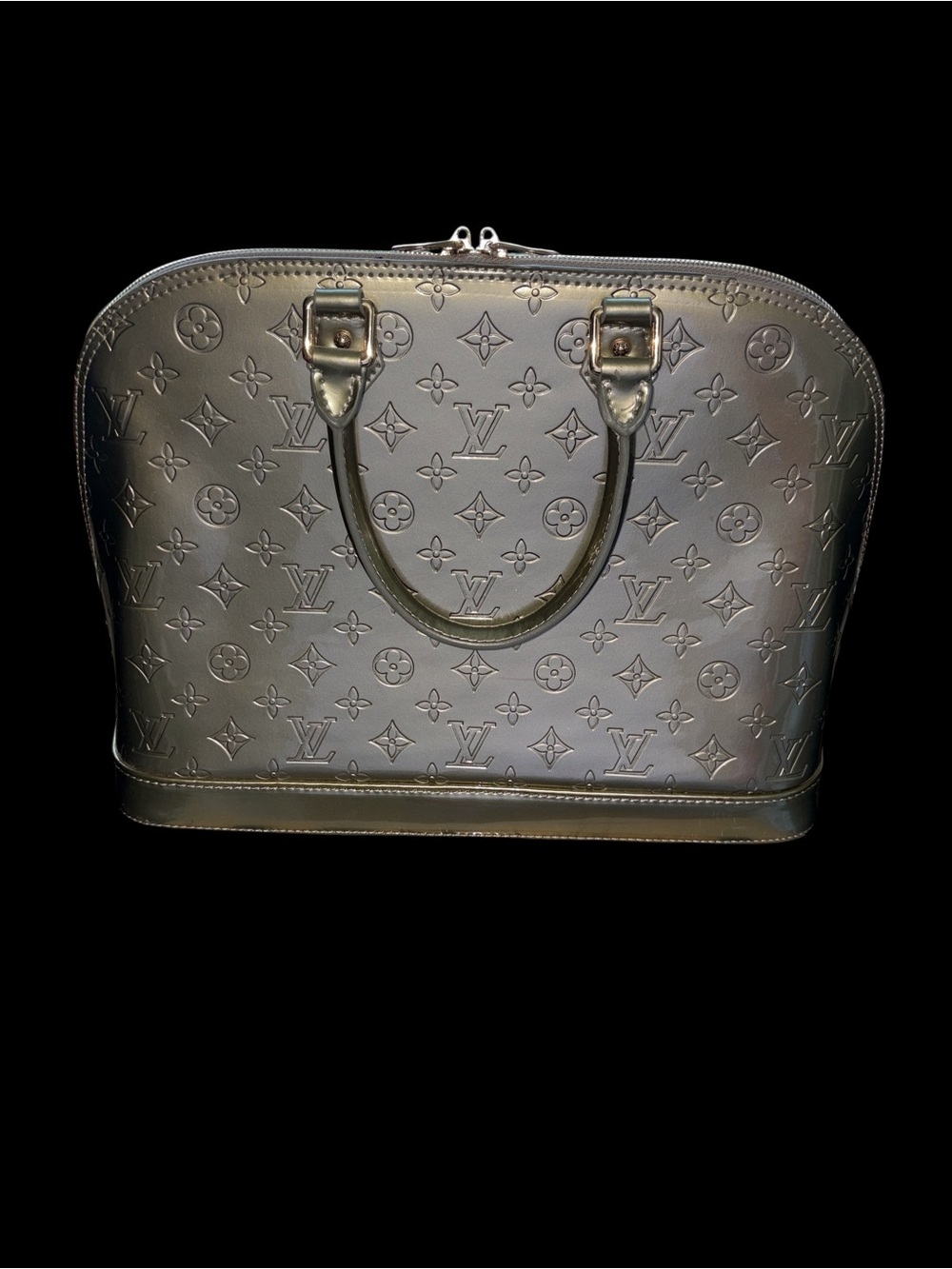 Louis Vuitton Alma large handbag in silver gray monogram patent leather - Picture 2 of 8